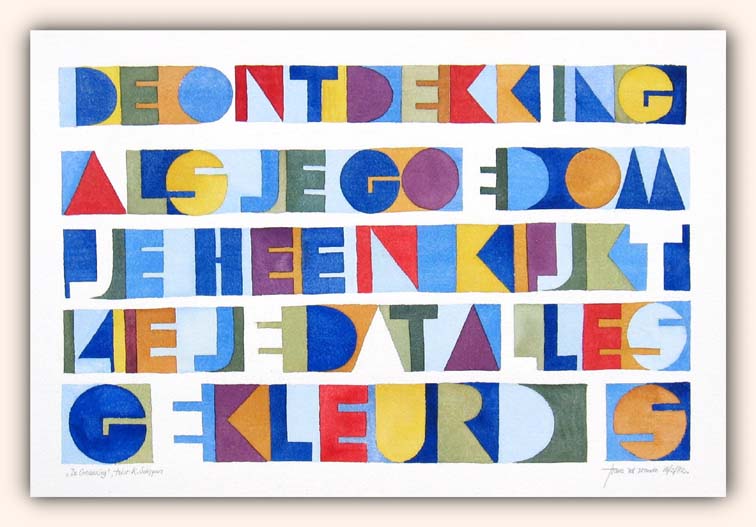 -de Ontdekking-, gedicht van K. Schippers, aquarel Frans van de Vrande-1982